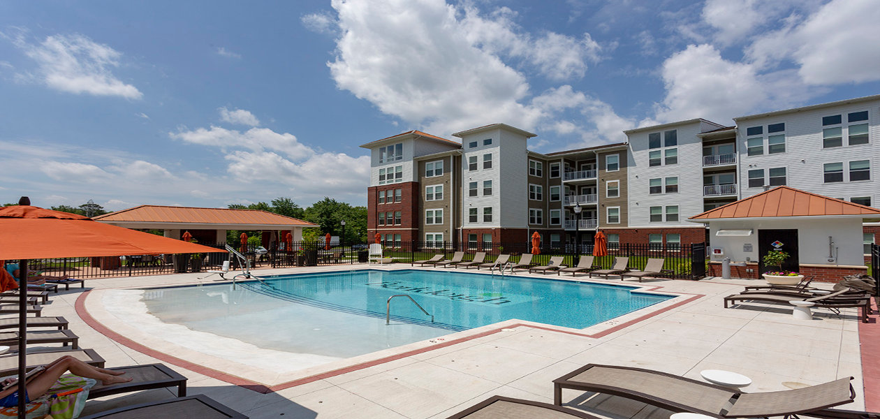 building with a pool