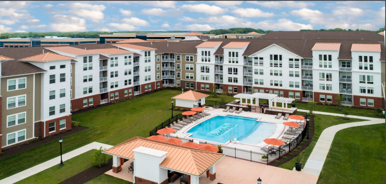 building with a pool