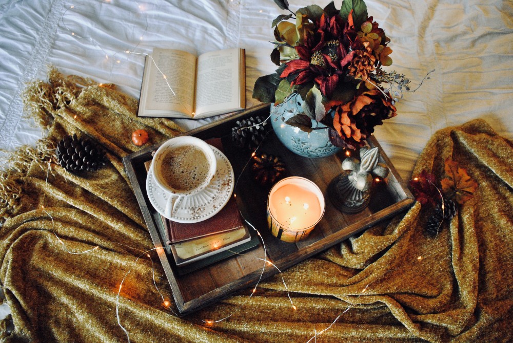 Book and fairy lights